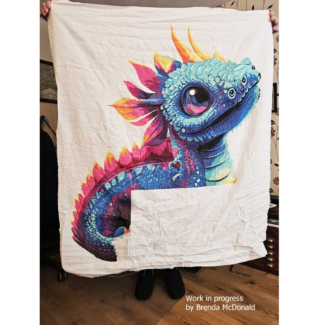 Blue baby dragon modern cross stitch kit