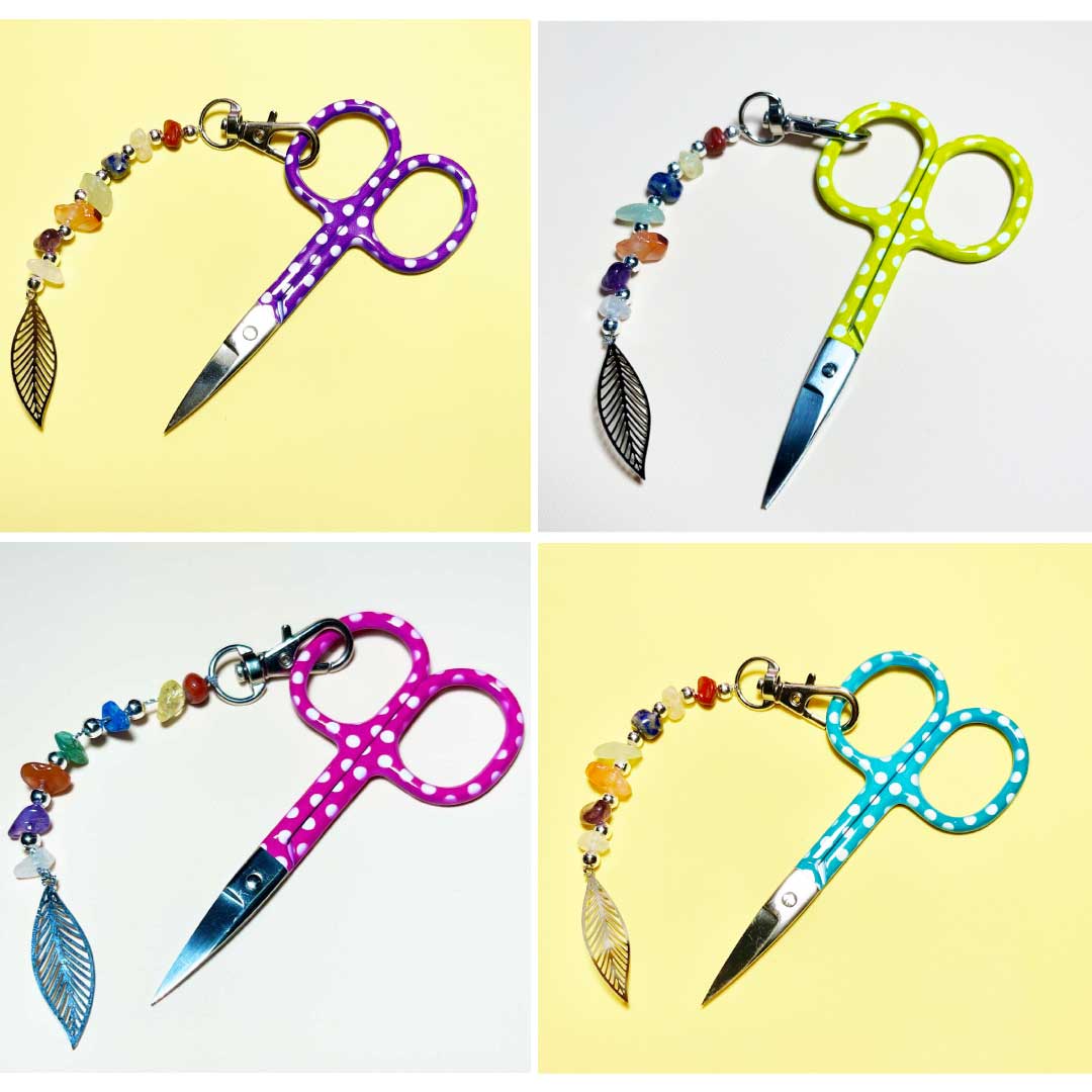 Scissors with gemstones fob