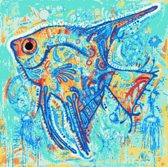 Abstract fish (v2) cross stitch kit