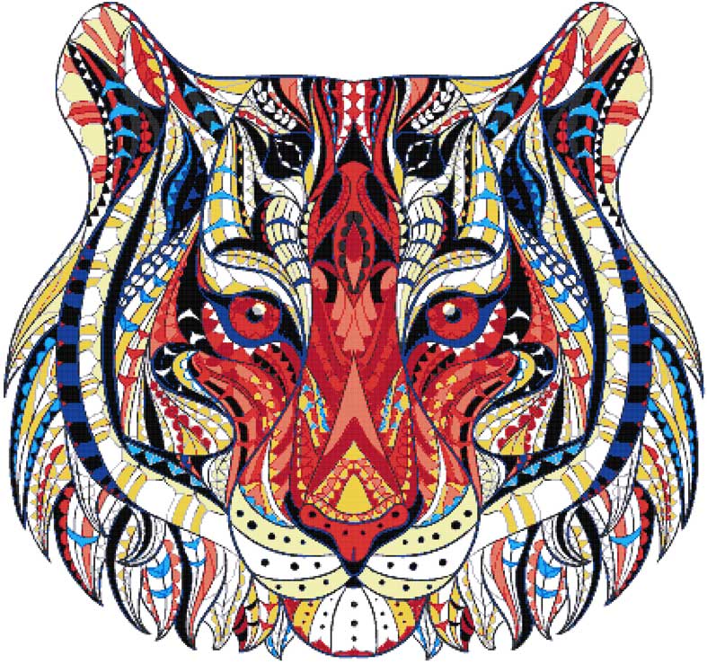 Abstract tiger (v2) cross stitch kit