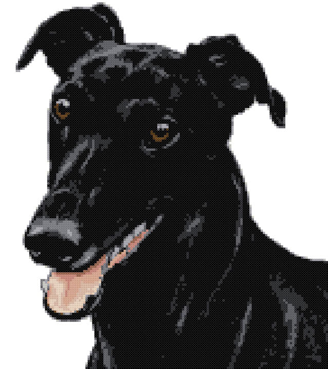 Black greyhound (v2) cross stitch kit