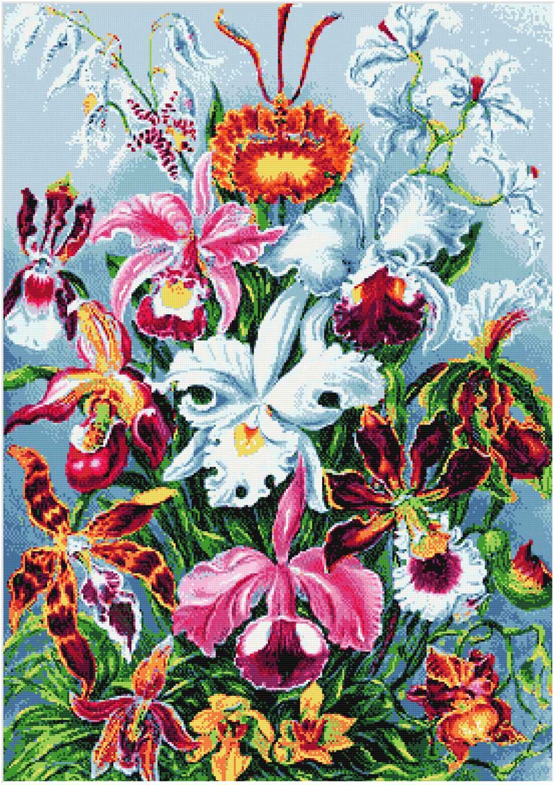 Bouquet of orchids (v2) cross stitch kit