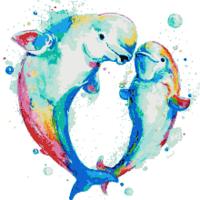 Bubbly belugas (v2) modern cross stitch kit