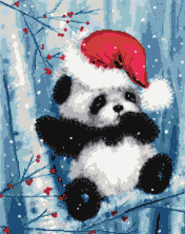 Christmas panda cross stitch kit