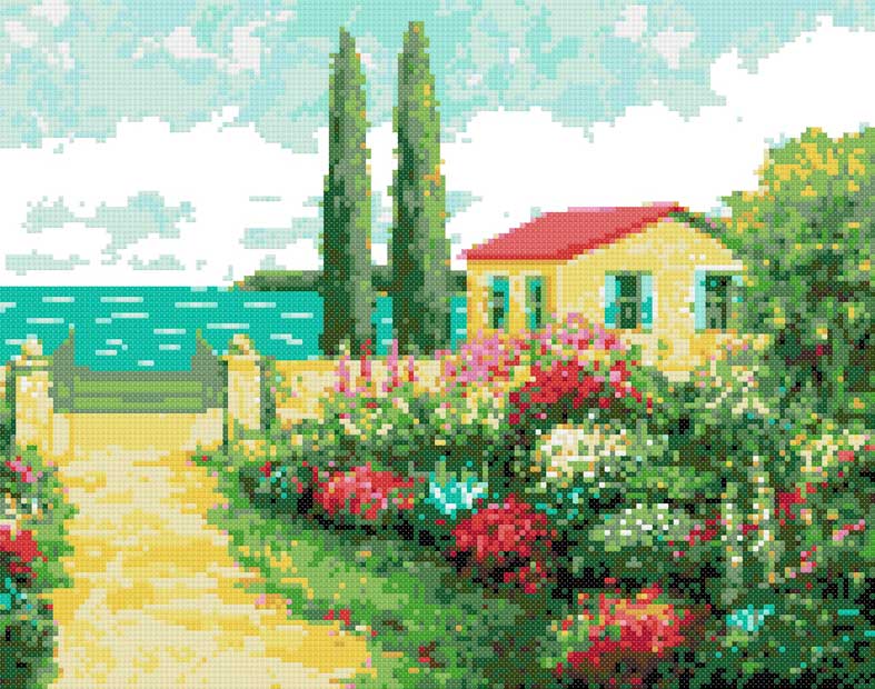 Coastal garden walk (v2) cross stitch kit