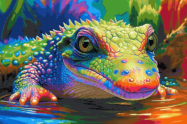 Crocodile (v3) modern full coverage cross stitch kit