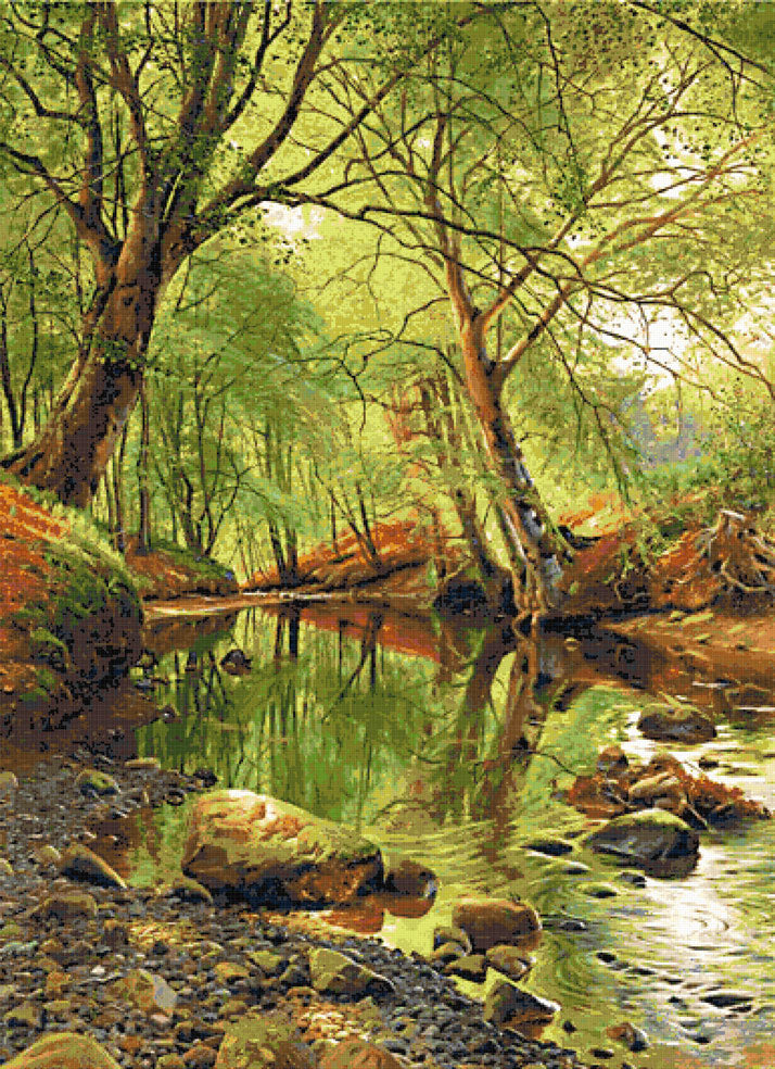 Forest stream (v3) landscape cross stitch kit