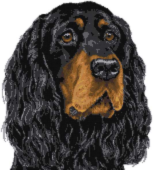 Gordon setter portrait cross stitch kit