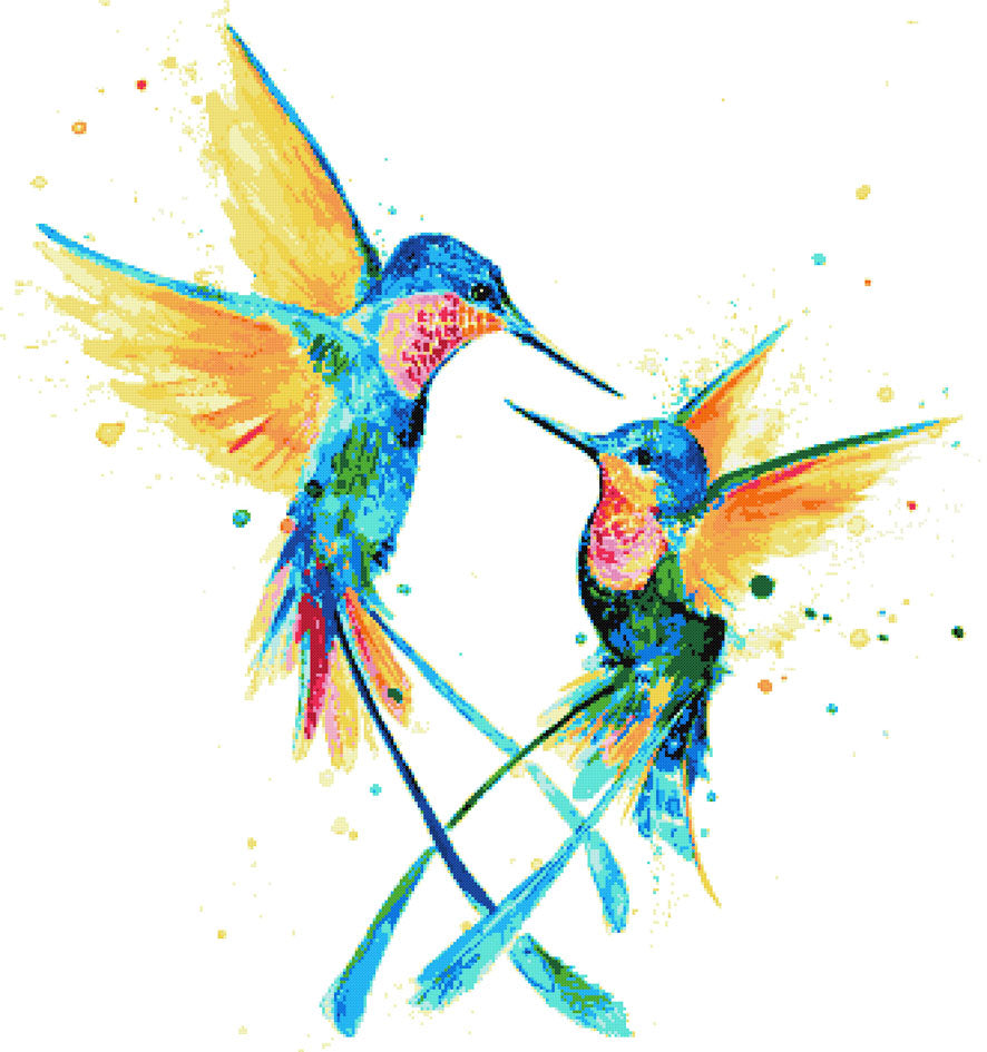 Happy Hummingbirds (v2) modern cross stitch kit