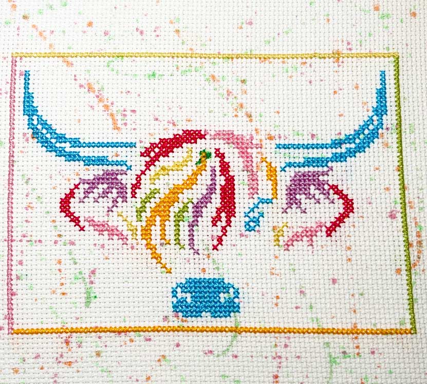 Watercolour highland cow cross stitch box