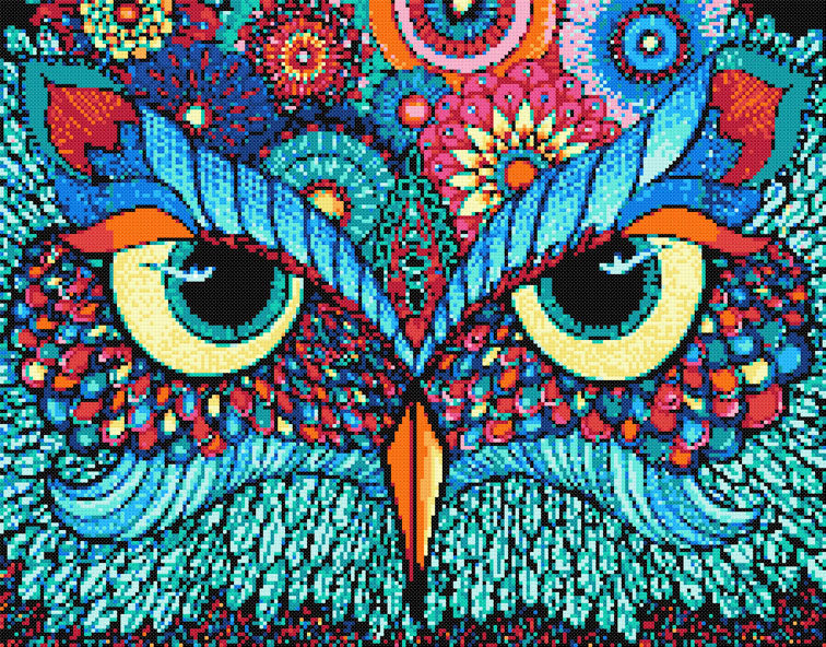 Owl face (v2) modern cross stitch kit