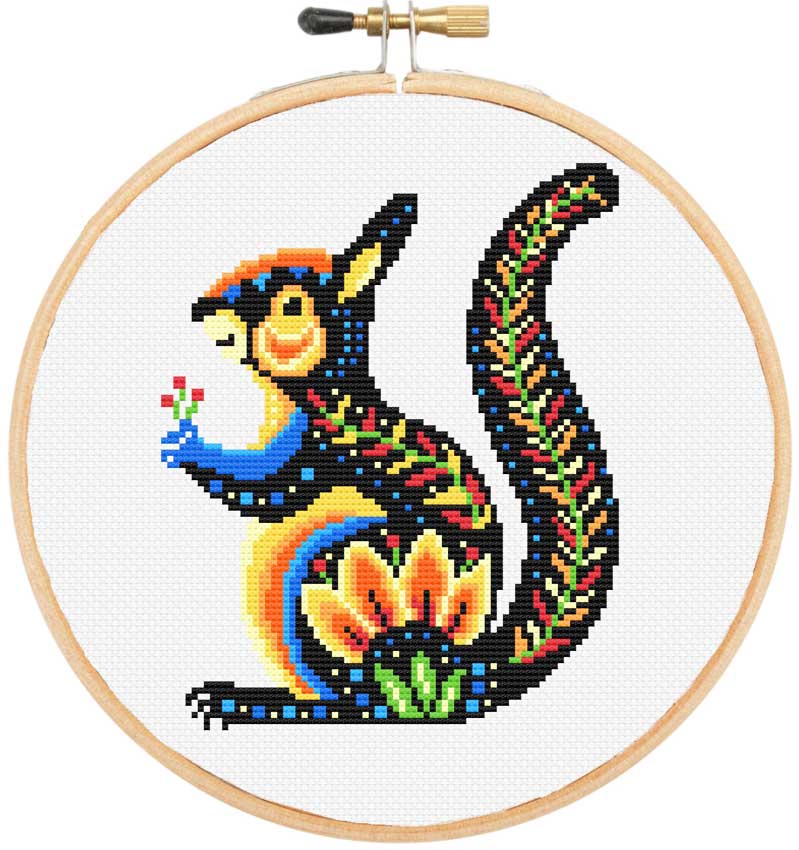 Scandi squirrel cross stitch kit