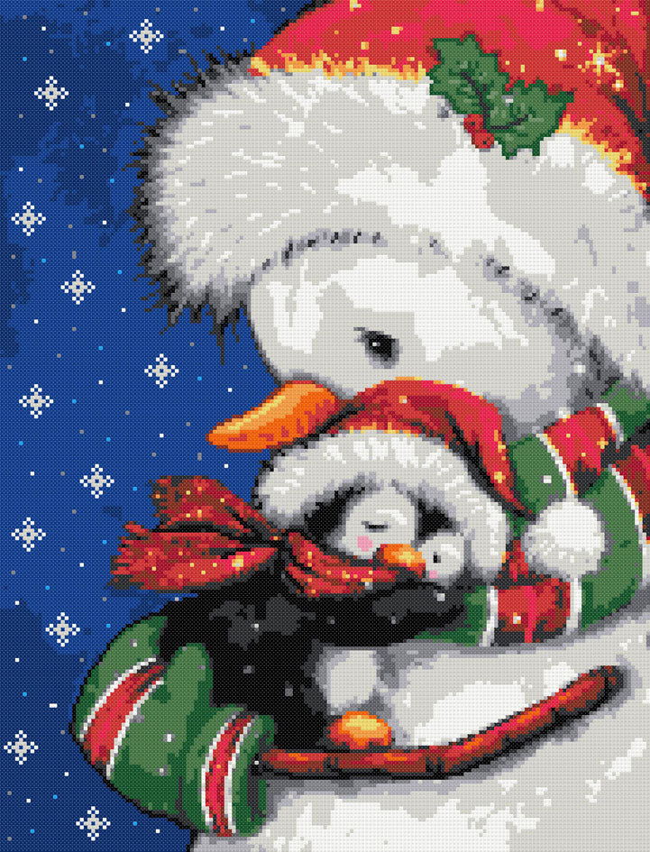 Snowman hug Christmas (v2) cross stitch kit