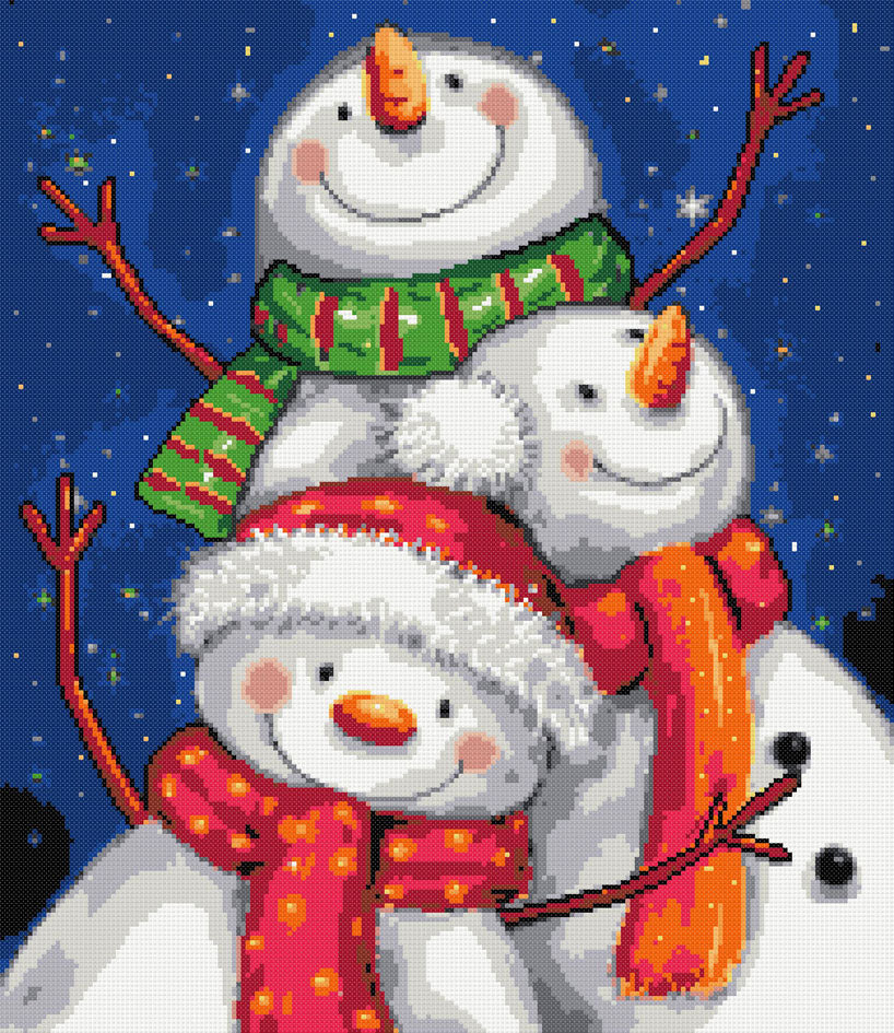 Three snowmen (v2) cross stitch kit