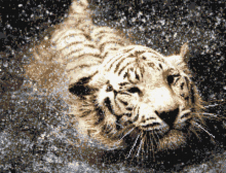 Tiger in water cross stitch kit