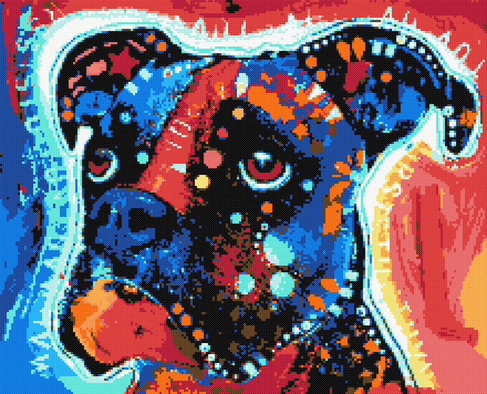 Abstract boxer (v2) cross stitch kit