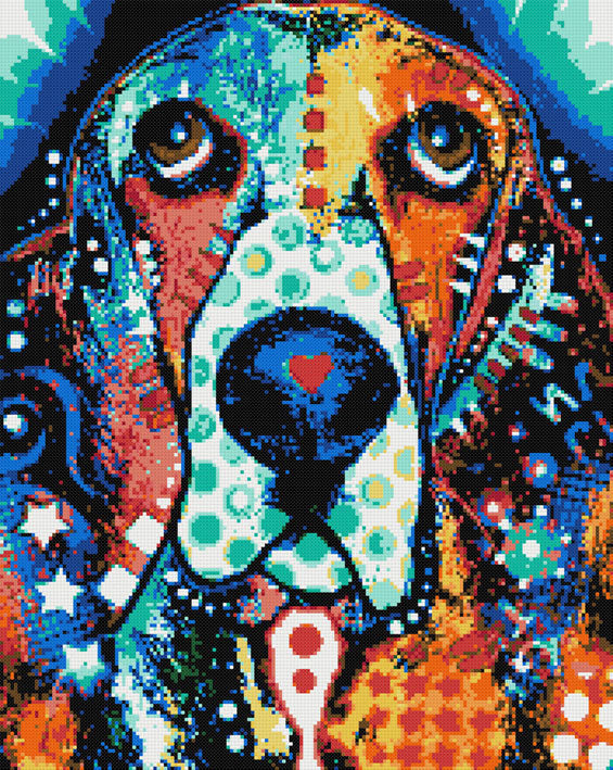 Abstract Basset Hound counted cross stitch kit