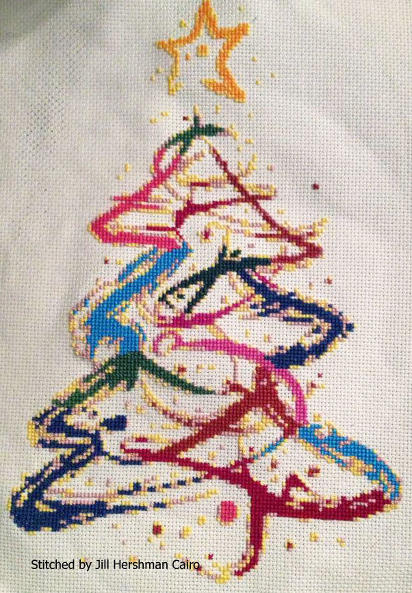 Abstract Christmas tree modern cross stitch kit