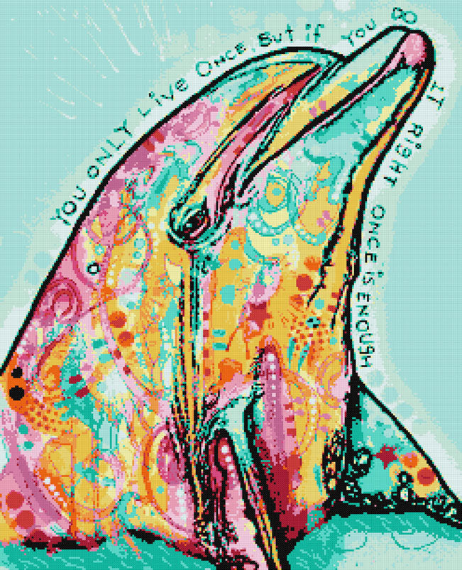 Abstract dolphin (v2) modern cross stitch kit