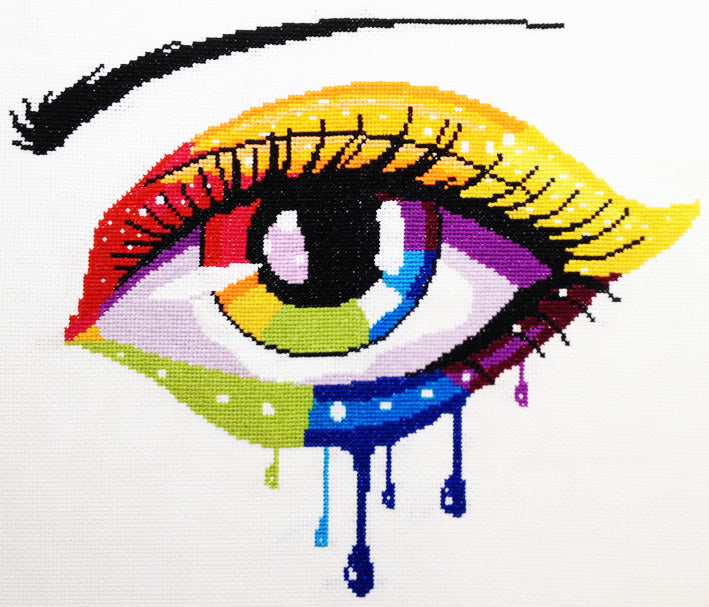 Rainbow abstract eye (v2) modern cross stitch kit