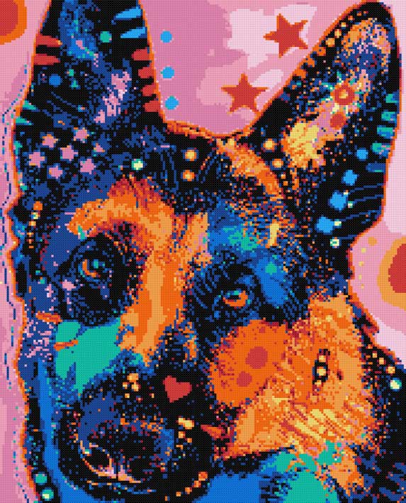 Abstract German Shepherd counted cross stitch kit