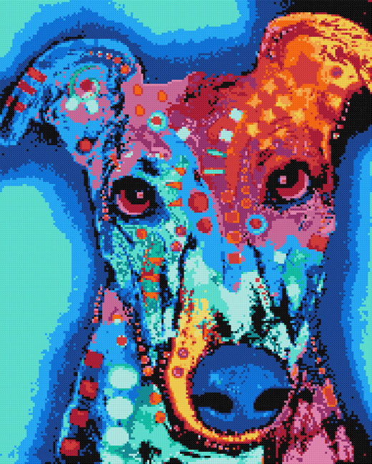 Abstract greyhound counted cross stitch kit