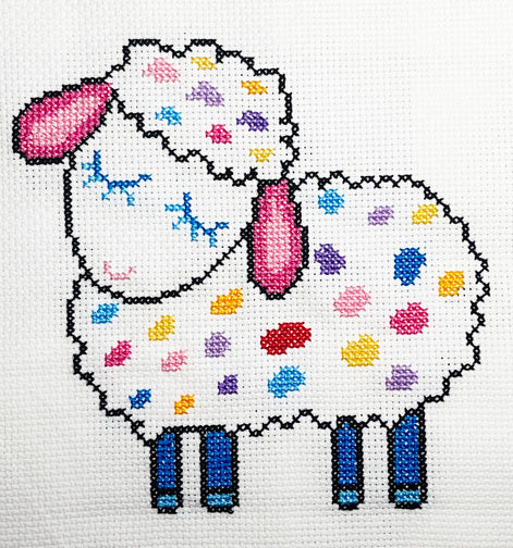 Baby sheep cross stitch kit