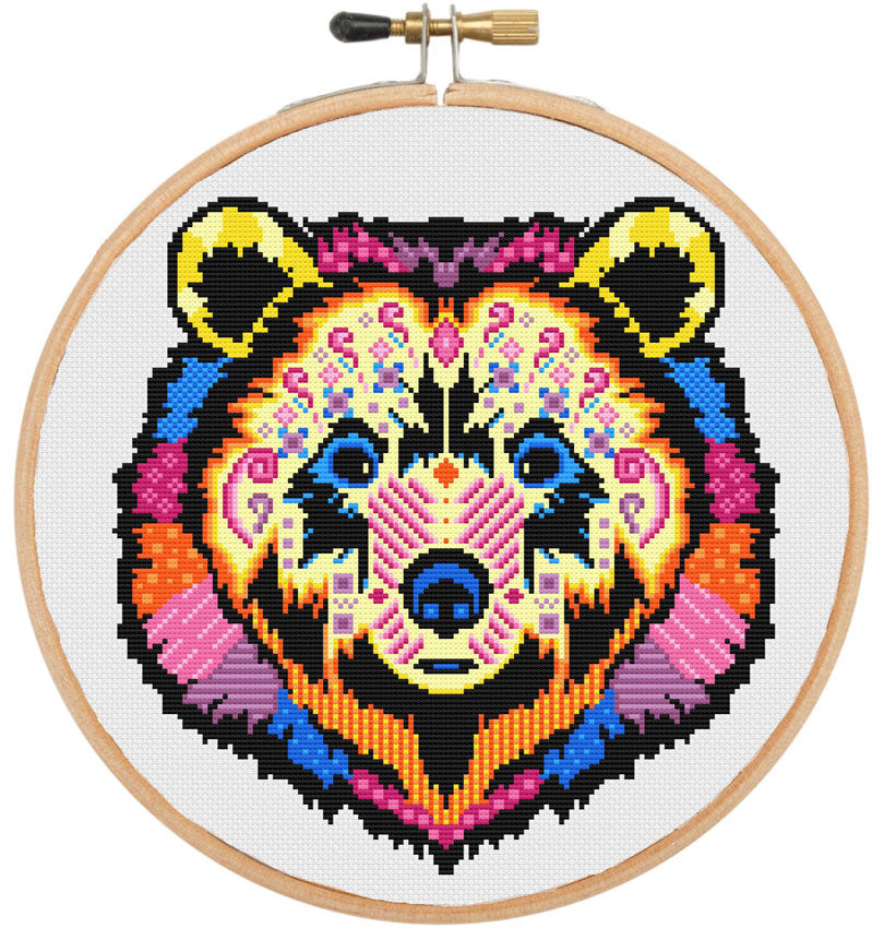 Bear mandala No2 modern cross stitch kit