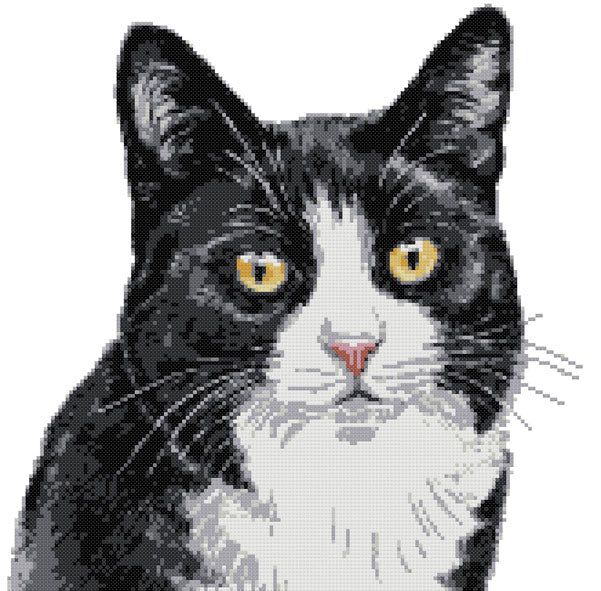 Black and white cat (v3) cross stitch kit
