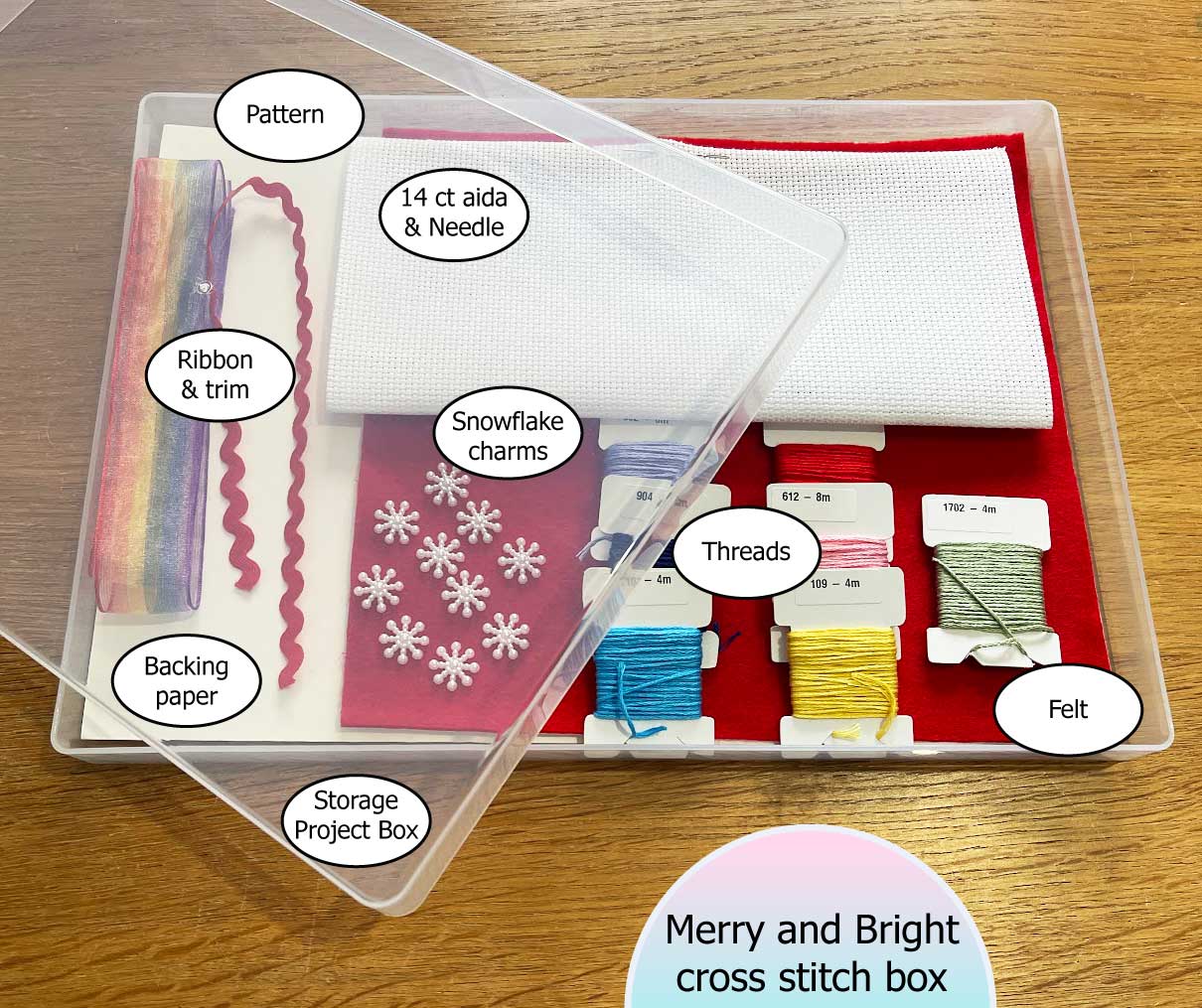 Merry and bright Christmas cross stitch box