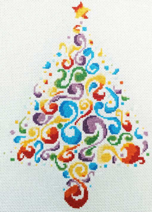 christmas tree rainbow modern cross stitch kits