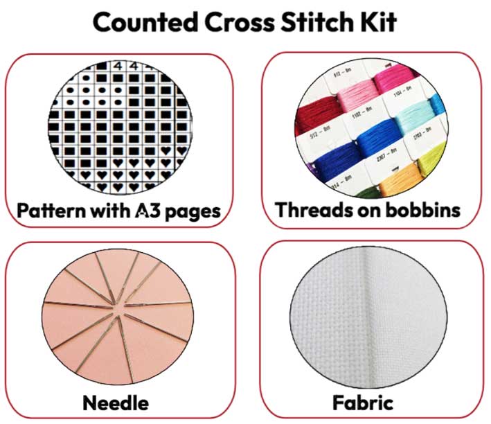 Black and white Springer Spaniel cross stitch kit