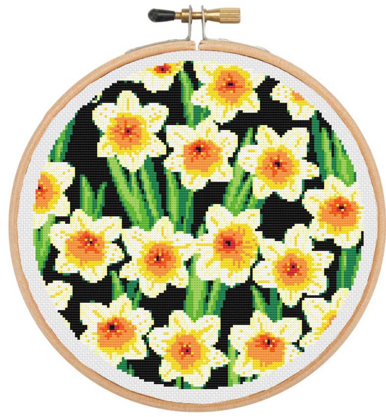 Daffodils in bloom cross stitch kit