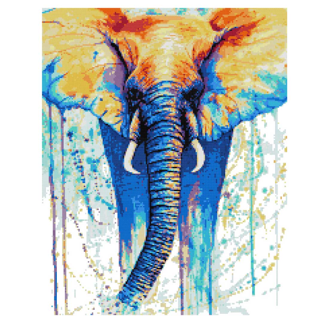 Elephant colors modern cross stitch kit