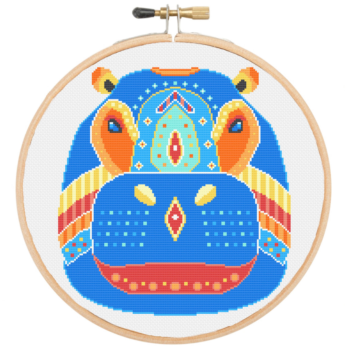 Hippo mandala modern cross stitch kit