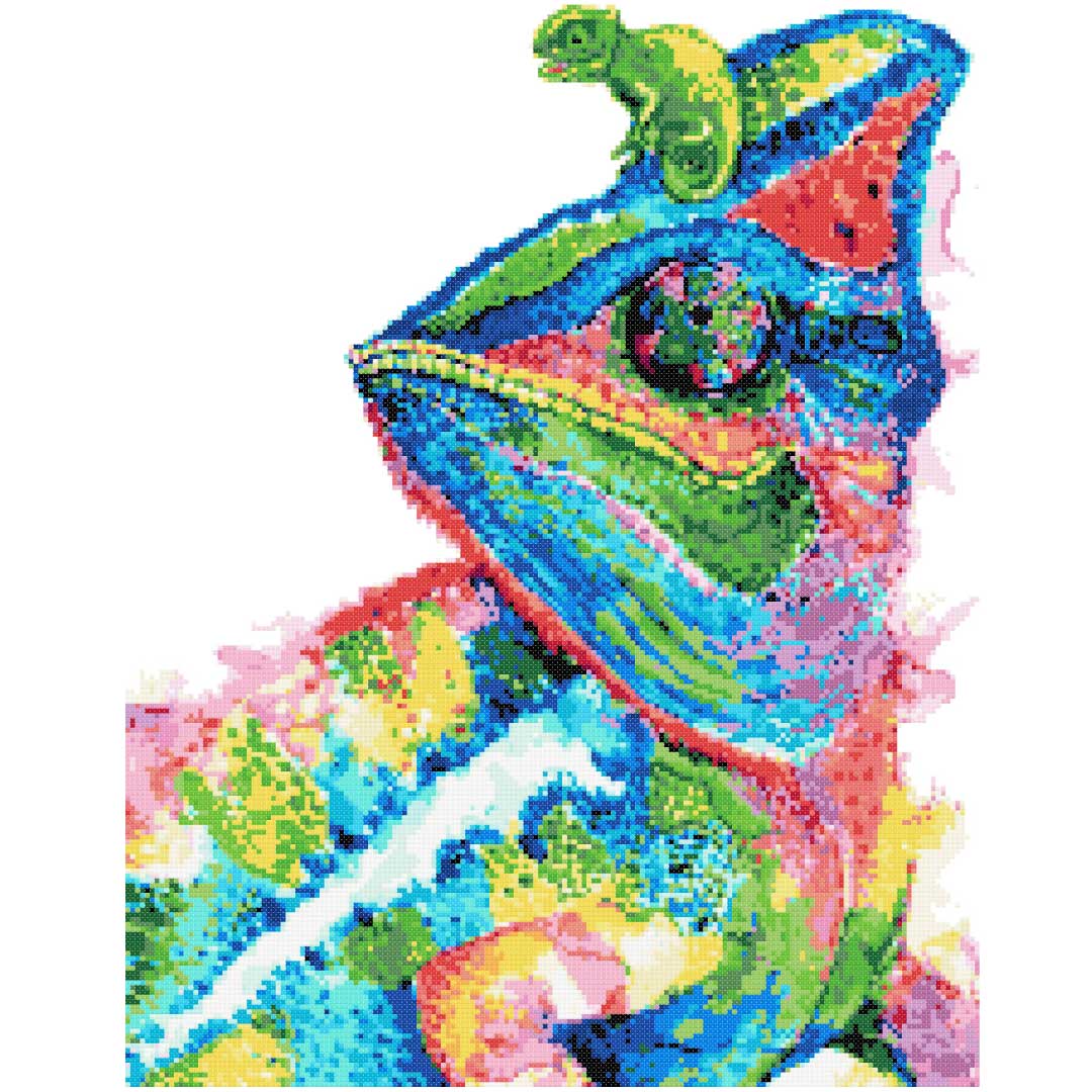 Clutcha chameleon modern cross stitch kit