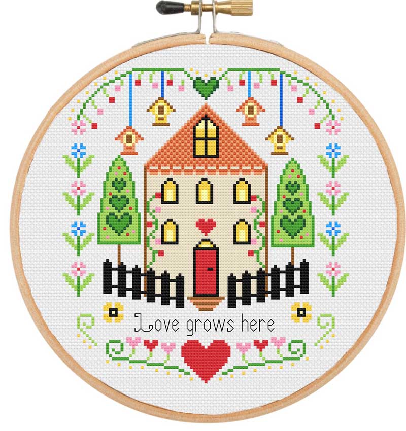 Love grows here cross stitch kit