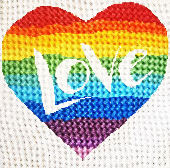 Love heart cross stitch kit