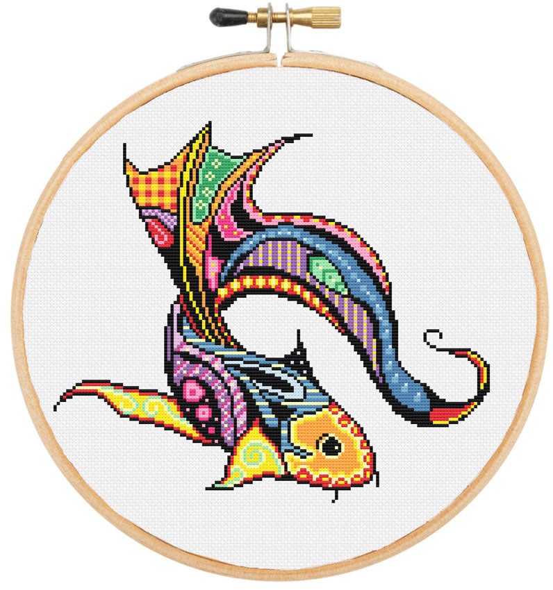 Mandala Koi fish modern cross stitch kit | Yiotas XStitch