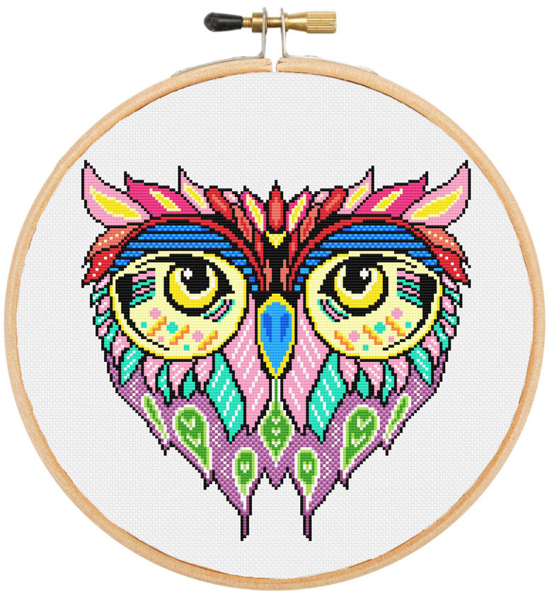 Mandala  owl modern cross stitch kit