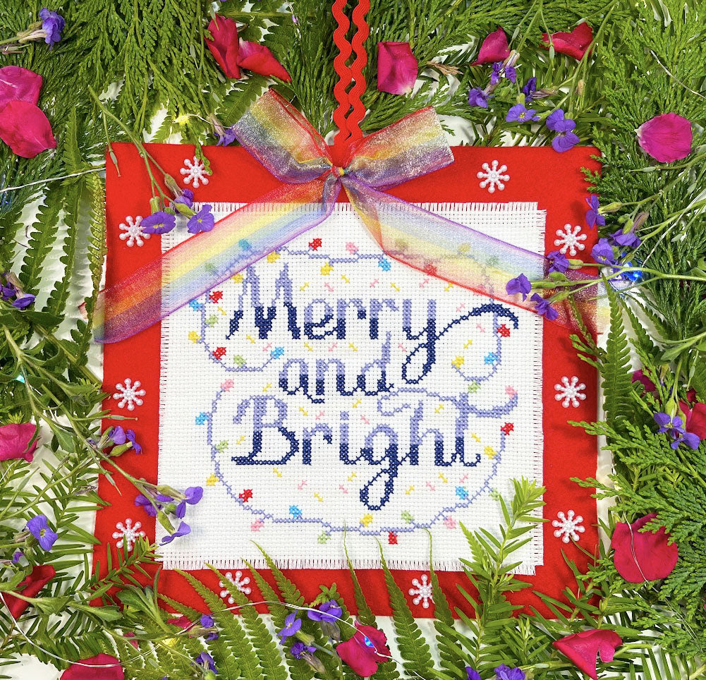 Merry and bright Christmas cross stitch kit