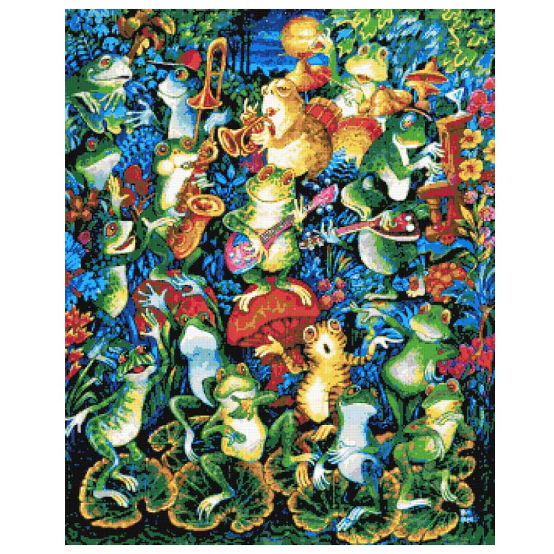 Moon dance (v2) frogs cross stitch kit