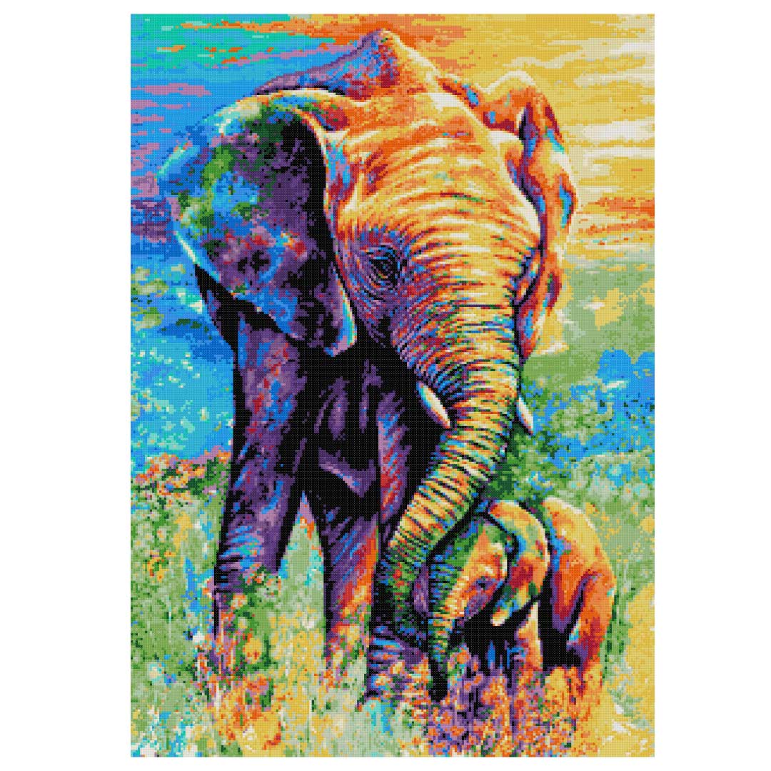 Mother & baby elephant modern cross stitch kit