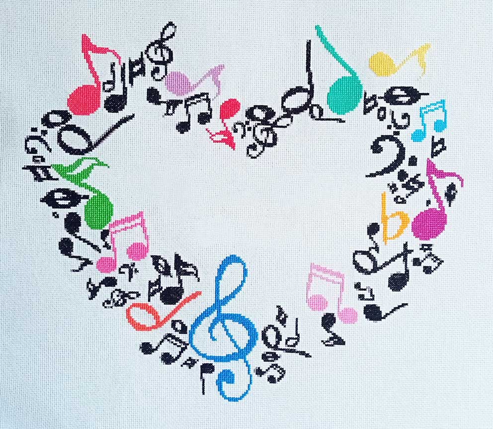 Music heart (v2) modern cross stitch kit