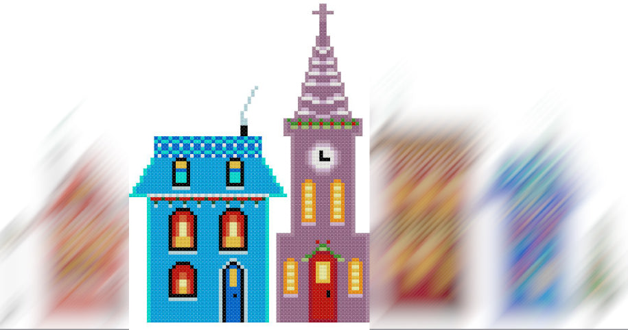 Winter village street mystery cross stitch-a-long