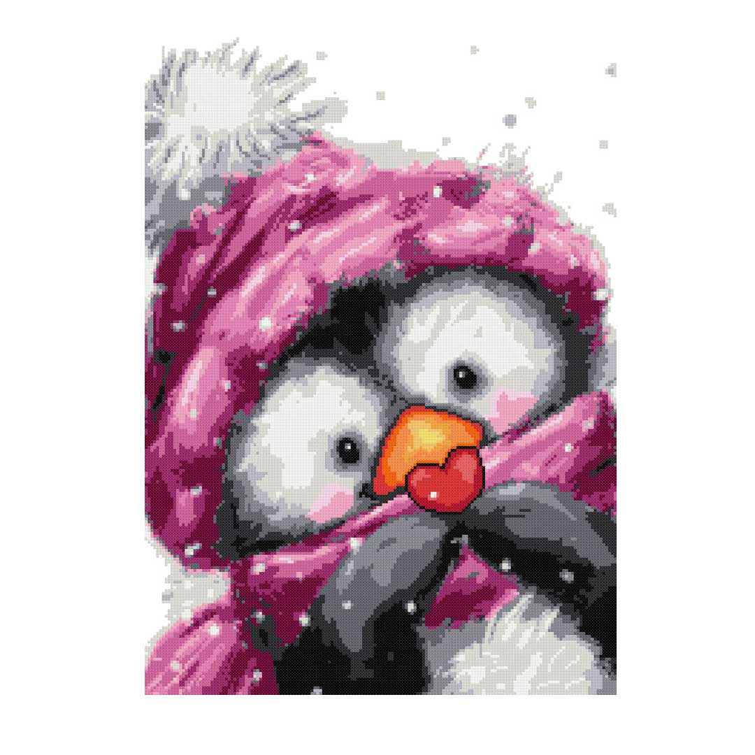 Penguin with little heart (v2) cross stitch kit