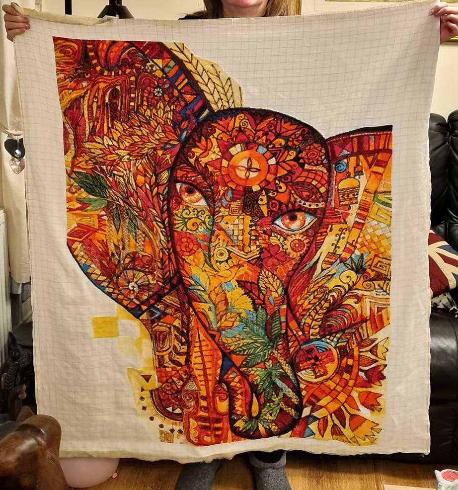 Red India elephant (v2) giant cross stitch kit