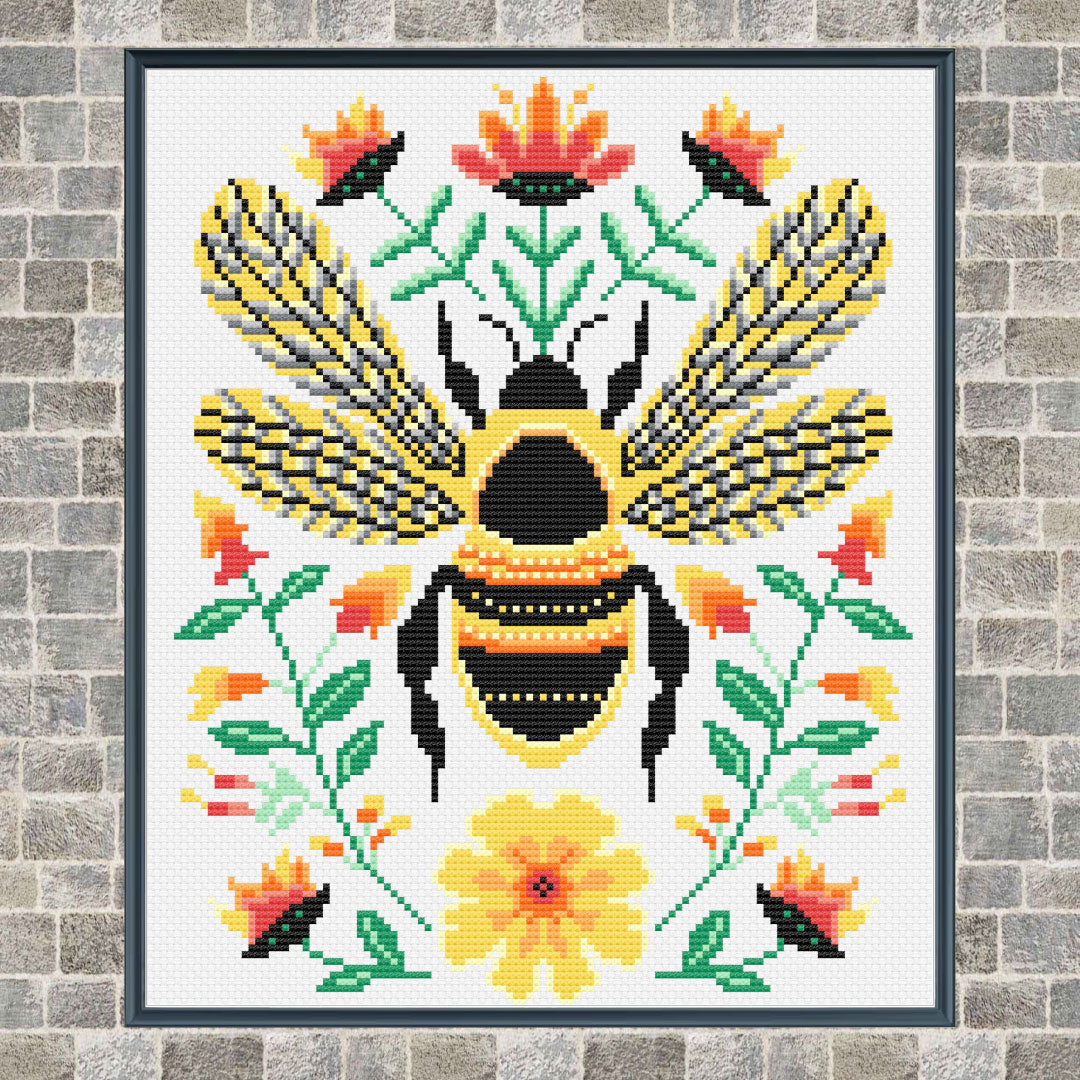 Scandi bee modern cross stitch kit