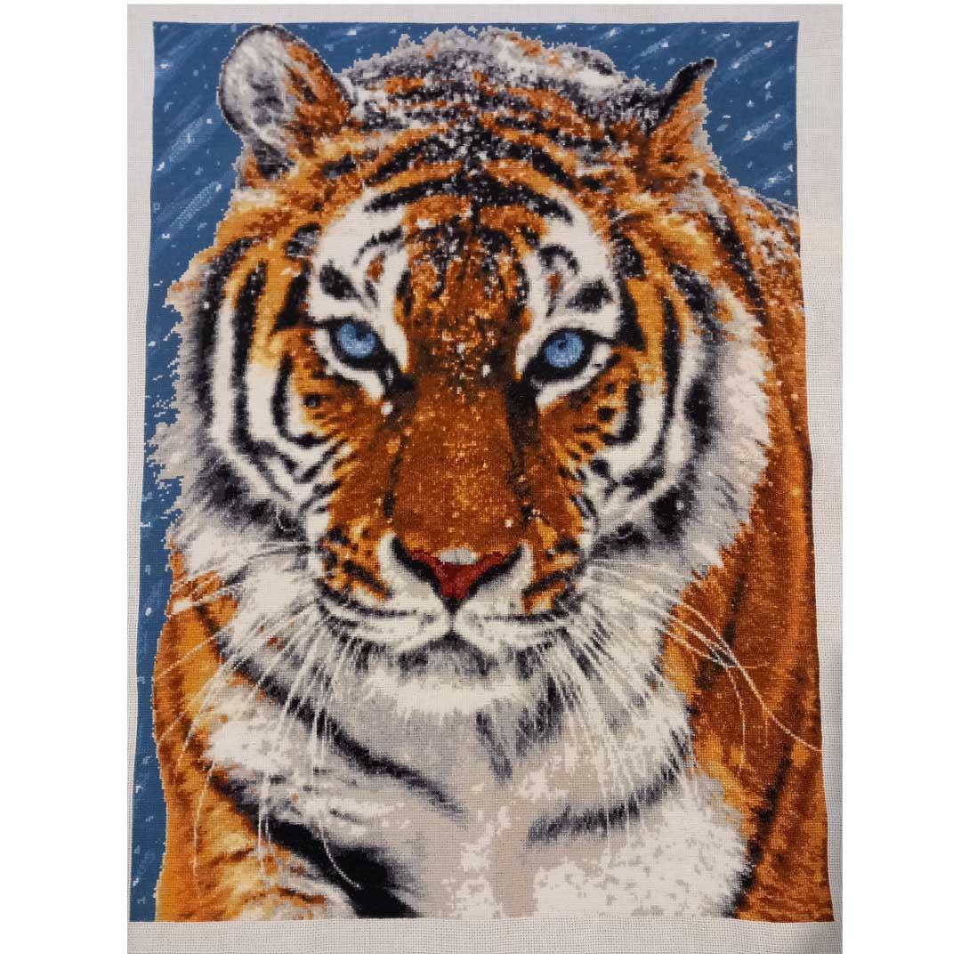 Tiger in snow (v3) counted cross stitch kit