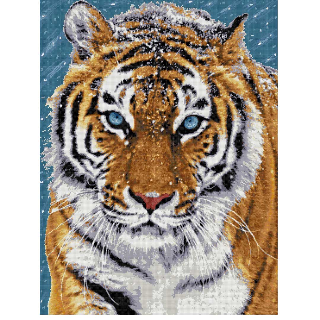 Tiger in snow (v3) counted cross stitch kit